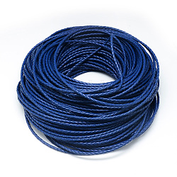 Leder geflochtene Schnur, Blau, 3 mm, ca. 54.68 Yard (50m)/Bündel