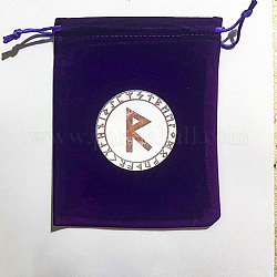 Runen-Samt-Schmuckaufbewahrungsbeutel mit Kordelzug, Rechteckige Schmuckbeutel, zur Aufbewahrung von Hexenartikeln, Wort, 15x12 cm