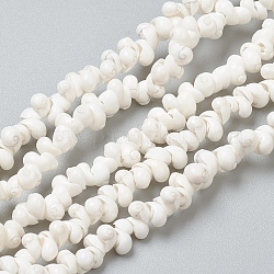 Chapelets de perles en coquille de spirale naturelle, teinte, blanc, 5~6x4~5x3~3.5mm, Trou: 0.8~1mm, Environ 381~443 pcs/chapelet, 35.83 pouce ~ 36.81 pouces (91~93.5 cm)
