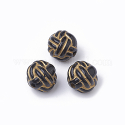 Plating Acrylic Beads, Metal Enlaced, Round, Black, 11x10x10mm, Hole: 1.5mm, about 770pcs/500g