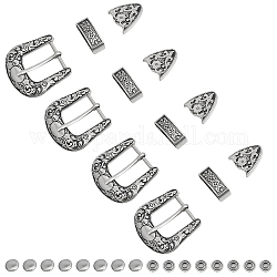 Chgcraft 4 Sätze Gürtelschnallensätze aus Legierung, Inklusive Rollschnalle, rechteckiger silberner Anhänger, dreieckiger Reißverschlussstopper, Metallgrau, 53x55x7 mm