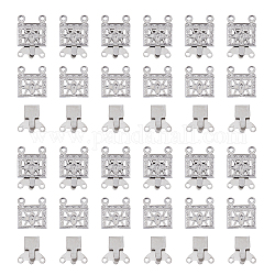 Dicosmétique 100 ensemble rectangle avec fermoir de collier de fleurs fermoirs de bijoux à 2 brins fermoir de boîte en filigrane à 4 trous rallonges de verrouillage de fermoir à verrouillage coulissant connecteur de collier pour la fabrication de bijoux à faire soi-même