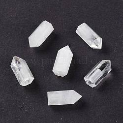Perles de cristal de quartz naturel, perles de cristal de roche, demi-percés perles, prisme hexagonal, 17~17.5x8x7mm, Trou: 2.5mm