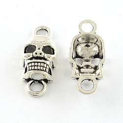 Skull Tibetan Style Alloy Links connectors, Cadmium Free & Lead Free, Antique Silver, 26.5x11.5x6mm, Hole: 3.5~4mm, about 465pcs/1000g