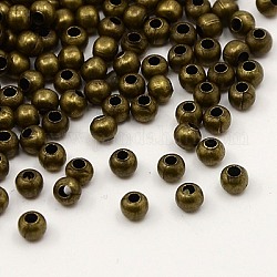 Perlas de espaciador de hierro, sin plomo y el níquel, redondo, Bronce antiguo, 3.2mm, agujero: 1 mm