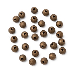 Perles rondes texturées en laiton de couleur bronze antique, sans nickel, taille: environ 6mm de diamètre, Trou: 1mm