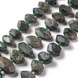 Natural Green Quartz Beads Strands, Faceted, Nuggets, 10.5~15x19~27x8~13mm, Hole: 1.5mm, about 25~29pcs/strand, 16.93~17.32 inch(43~44cm)