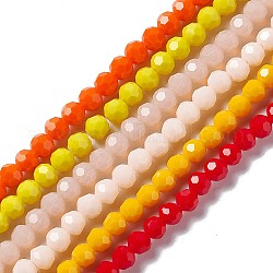 Brins de perles de verre à facettes (32 facettes), ronde, couleur mixte, 6x5.5mm, Trou: 1.2mm, Environ 95 pcs/chapelet, 22.24'' (56.5 cm)