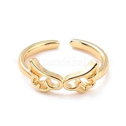 Wings Cuff Ring for Women, Brass Open Ring, Cadmium Free & Lead Free, Real 18K Gold Plated, US Size 6(16.5mm)
