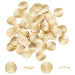 DICOSMETIC 50Pcs Wavy Disc Beads Textured Brass Flat Round Spacer Beads 10mm Gold Color Twist Metal Beads Small Loose Beads for DIY Bracelet Necklace Jewelry Making, Hole: 1.3mm