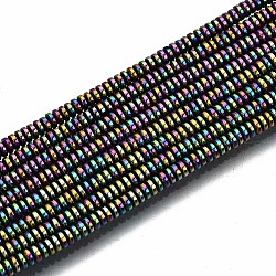 Arco iris electrochapa hematita sintética no magnética hebras hebras, Disco redondo plano, multi-color de chapado, 2x1mm, agujero: 0.8 mm, aproximamente 450~456 pcs / cadena, 15.75 pulgada ~ 15.94 pulgadas (40 cm ~ 40.5 cm)