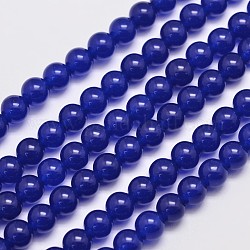 Chapelets de perles en jade de malaisie naturelle et teinte, ronde, bleu minuit, 6mm, Trou: 0.8mm, Environ 64 pcs/chapelet, 15 pouce