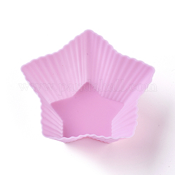 Pirottini in silicone riutilizzabili, Fodere per pirottini per muffin e cupcake, stampi per torte antiaderenti, stella, perla rosa, 73.5x34.5mm