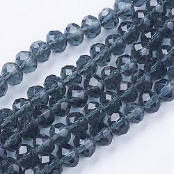 Handmade Glass Beads, Faceted Rondelle, Prussian Blue, 6x4mm, Hole: 1mm, about 90~93pcs/strand