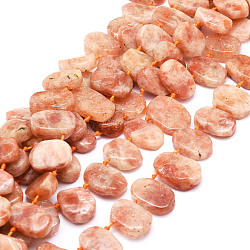 Chapelets de perles aux fraises en quartz naturel, ovale, 9~21x11~14x4~7mm, Trou: 0.8mm, Environ 34 pcs/chapelet, 17.13 pouce (43.5 cm)