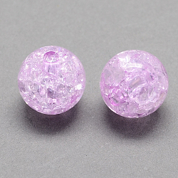 Transparent Crackle Acrylic Beads, Round, Lilac, 8mm, Hole: 2mm, about 1890pcs/500g