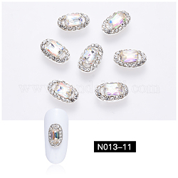 K9 cabujones de cristal de rhinestone, con bandejas de aleación de platino plateado, accesorios de la decoración del arte del clavo, oval, cristal, 11x7x4mm