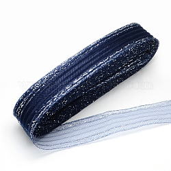 Netzband, Kunststoffnetzfaden Kabel, mit Silber-Metallic-Kabel, Preußischblau, 7 cm, 25 Yards / Bündel