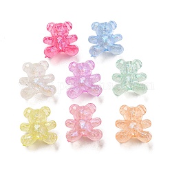 Luminous Acrylic Beads, Glitter Pendants, Glow in the Dark, Bear, Mixed Color, 18.5x17x12mm, Hole: 2.2mm, about 306pcs/500g
