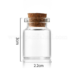 Bouteille en verre, avec bouchon en liège, souhaitant bouteille, colonne, clair, 2.2x3 cm, capacité: 5 ml (0.17 oz liq.)