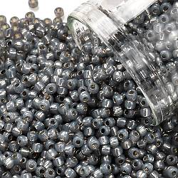 Круглые бусины toho, японский бисер, (2115) опал с черным бриллиантом в серебряной оправе, 11/0, 2.2 мм, отверстие : 0.8 мм, Около 5555 шт / 50 г