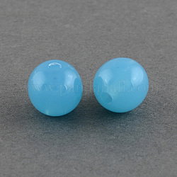 Perles en acrylique de gelée d'imitation, ronde, bleu profond du ciel, 10mm, Trou: 2mm, environ 850 pcs/500 g