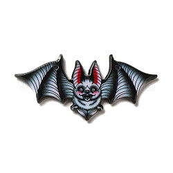 Ciondoli acrilici stampati halloween, fascino di pipistrello, nero, 23.5x48x2.5mm, Foro: 2 mm
