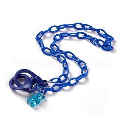Персонализированные ожерелья-цепочки из абс-пластика, цепочки для очков, цепочки для сумочек, с пластиковыми застежками-клешнями и подвесками в виде медведей из смолы, синие, платина, 19-1/8 дюйм (48.5 см)