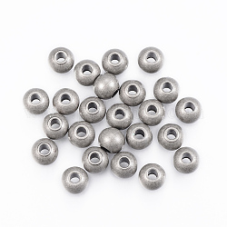 304 из нержавеющей стали бусы, круглые, античное серебро, 4x3 мм, отверстие : 2 мм