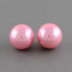 ABS Plastic Imitation Pearl Round Beads, Pink, 6mm, Hole: 2mm, about 5000pcs/500g