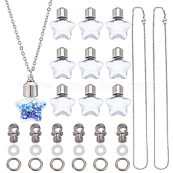 Kit de fabrication de collier de bouteille de souhait DIY Sunnyclue, y compris les pendentifs médaillon en verre, 304 chaîne en acier inoxydable, anneaux de jonction en laiton, étoiles du nord, 30 pcs / boîte, pendentif: 32.5x20.5x12.5 mm, Trou: 1.8mm