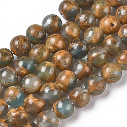 Chapelets de perles de pierre clinquant d'or synthétique, teinte, ronde, or, 6mm, Trou: 1.2mm, Environ 64~65 pcs/chapelet, 15.15 pouce (38.5 cm)