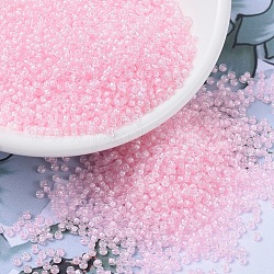 Cuentas de rocailles redondas miyuki, Abalorios de la semilla japonés, 11/0, (rr205) cristal rayado rosa, 2x1.3mm, agujero: 0.8 mm, aproximamente 1111 unidades / 10 g