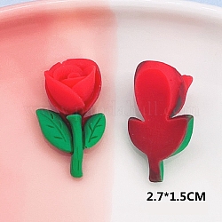 Cabochons en résine opaque, pour les accessoires de cheveux, rose, rouge, 27x15mm