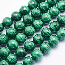 Chapelets de perles en malachite naturelle, ronde, 10mm, Trou: 1mm, Environ 40 pcs/chapelet, 15.3 pouce (39 cm)