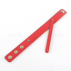 Bracelets d'accrochage imitation cuir cordon, platine, rouge, 200x18mm, cordon court : 8 mm