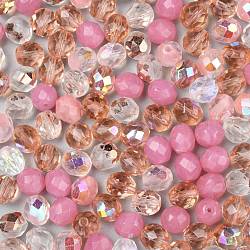 Perles de verre tchèques polies au feu, facette, ananas, rose, 7.5~8x8mm, Trou: 1.2mm, environ 120 pcs / sachet 