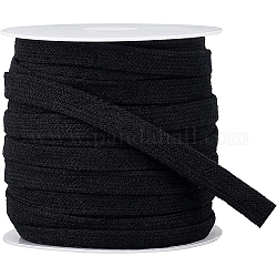 Benecreat 25m cordones planos algodon doble capa, cuerda de algodón hueco, para accesorios de ropa, negro, 11x1.2mm, 25 m / rollo
