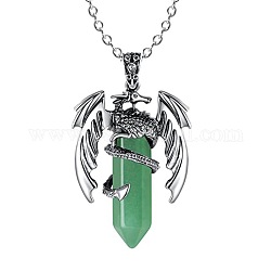 Natürliche grüne Aventurin-Kugel mit Drachen-Anhänger-Halskette mit Ketten aus Zinklegierung, 19.69 Zoll (50 cm)