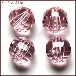 Imitation österreichischen Kristallperlen, Klasse aaa, facettiert, Runde, rosa, 6 mm, Bohrung: 0.7~0.9 mm