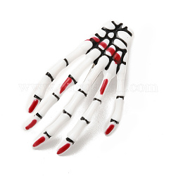 Pinzas de pelo de cocodrilo de plástico con tema de Halloween para mujer y niña, con la conclusión de hierro, forma de mano esqueleto, rojo, 73x42x15mm