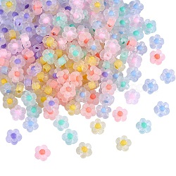 210 pz 6 colori perline acriliche trasparenti, smerigliato, perline in perline, fiore, colore misto, 12x12.5x6mm, Foro: 2.5 mm, 35 pz / colore