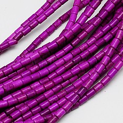 Kunsttürkisfarbenen Perlen Stränge, gefärbt, Kolumne, lila, 6x4 mm, Bohrung: 1 mm, ca. 64 Stk. / Strang, 15.5 Zoll