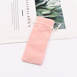 Sacs de rangement en velours, pochettes à cordon sac d'emballage, rectangle, rose, 15x6 cm