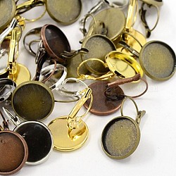 Brass Leverback Earring Findings, Lead Free and Cadmium Free, Mixed Color, 25~27x16mm, Tray: 14mm