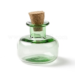 Mini-Glasflaschen, mit Korkstopfen, leere Wunschflaschen, für Puppenstubenzubehör, Schmuckherstellung, lime green, 23x20 mm