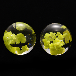 Perles de résine époxy transparente, avec mouette en plastique à l'intérieur, la moitié foré, ronde, jaune vert, 20mm, Trou: 1mm