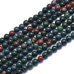Natürlichen Blutstein Perlen Stränge, Heliotrop-Steinperlen, Runde, 6~6.5 mm, Bohrung: 0.8 mm, ca. 60 Stk. / Strang, 14.96 Zoll (38 cm)