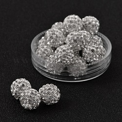 Perles de boule pavé disco , Perles de strass en argile polymère, Grade a, cristal, pp13 (1.9~2mm), 10mm, Trou: 1mm