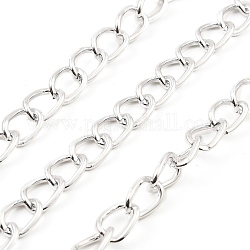 Oxidation Aluminum Curb Chains, Unwelded, with Spool, Platinum, 11x7.5x1.5mm, about 98.43 Feet(30m)/Roll